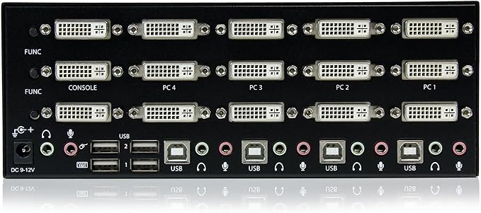 StarTech.com 4 Port Triple Monitor DVI USB KVM Switch with Audio &amp USB 2.0 Hub - Multi Monitor KVM - USB DVI KVM Switch (SV431TDVIUA)Black