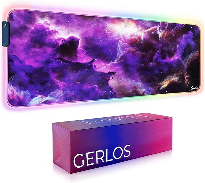 Gerlos RGB Large Gaming Mouse Pad Extended Soft LED Mouse Pad Non-Slip Rubber Base Water Resist Keyboard Pad Computer Mousepad 31.5×11.8 inches
