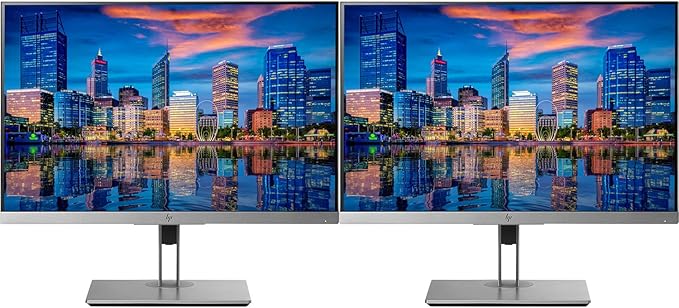 HP EliteDisplay E243i 24 Inch Screen LED Backlit 2-Pack Monitor (1FH47A8#ABA) Black and Silver