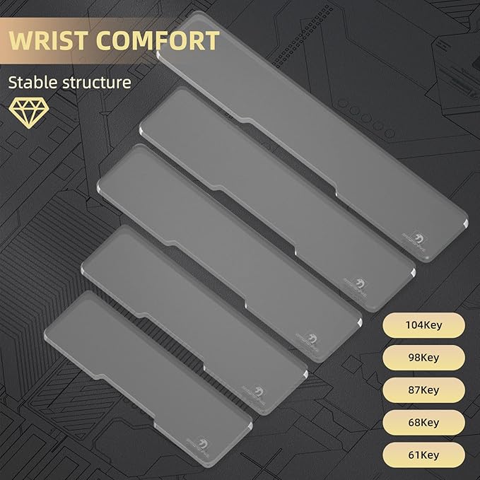 SELORSS Acrylic Keyboard Wrist Rest 98-Key Mechanical Keyboards Ergonomic Palm Rest for Computer KeyboardAnti-Slip BaseWrist Pad for LaptopOffice &amp Home-Easy Typing