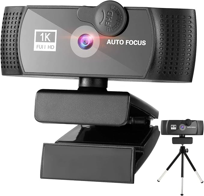 1080p Webcam Full HD Camera with Microphone AutoFocus 120-degree Wide Angle Web Camera with Tripod Stand and Privacy Cover for Zoom/Skype/FaceTime Conferencing and Video Calling