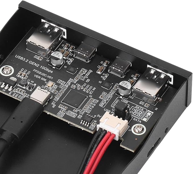 USB 3.2 Front Panel Hub 3.5 Inch Front Panel Hub 10Gbps 4 Ports Floppy Drive Bay Type C Front Panel Gen2 VL82 Chip Plug and Play 10 11