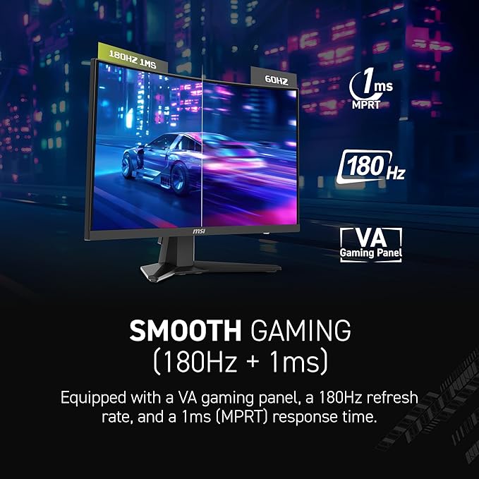 msi MAG 244C 24-inch 1920 x 1080 (FHD) Gaming Monitor 180Hz Adaptive-Sync HDMI DisplayPort VESA Mountable Tilt Height Adjustable Speaker 1ms Black