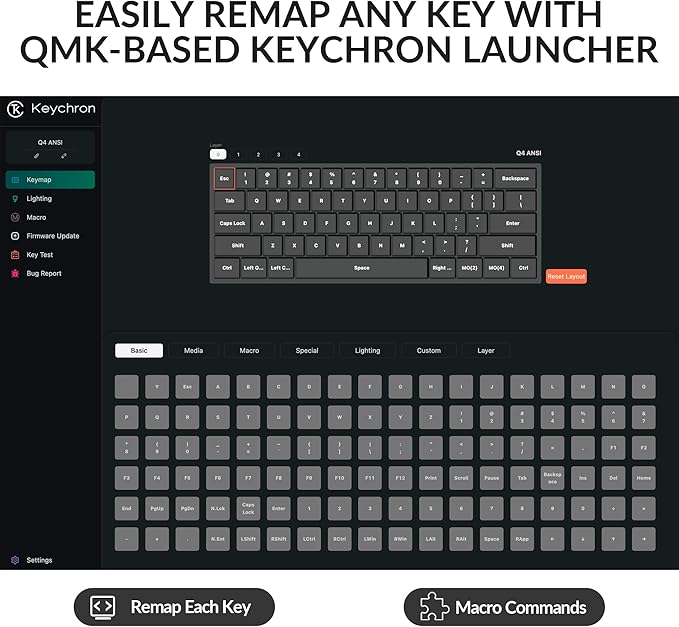 Keychron Q4 Wired Custom Mechanical Keyboard 60% Layout QMK/VIA Programmable Macro with Hot-swappable Gateron G Pro Brown Switch Double Gasket Compatible with Mac Windows Linux (Gray)