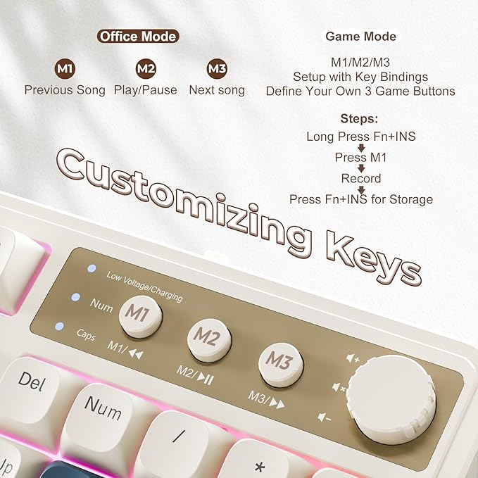 AULA S99 Gaming Keyboard Wireless Computer Keyboards Tri-Mode Bluetooth/2.4GHz/USB-C Custom Creamy Keyboard with Number Pad RGB Backlit Media Knob Cute Programmable Keyboard for PC Gamer - Green