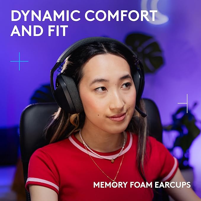 Logitech G321 Lightspeed Wireless Bluetooth Gaming Headset Dynamic Comfort and fit 16 kHz Boom mic 20+ hrs Battery PC PS4 PS5 Nintendo Switch Mobile - Black