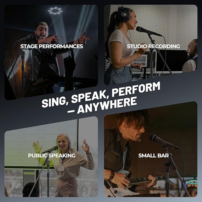 Phenyx Pro Vocal Microphone Supercardioid Dynamic Mic with 16.4 ft XLR Cable Mic Clip Storage Bag Wired Handheld Microphone for Singing Stage Studio Karaoke (PM-26S)