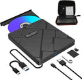 External CD/DVD Drive USB-C/USB 3.0 CD Burner DVD Player Compatible with MacBook iMac Windows 11/10/8/7 laptops and PCs Portable disc Reader with Carrying case