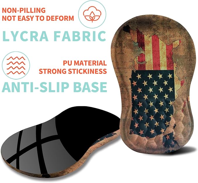 Ergonomic Mouse Pad Wrist Support with Memory Foam Massage Bulge Carpal Tunnel Pain Relief Mousepad Wrist Rest for Mouse(12x8 inch USA Flag Map)