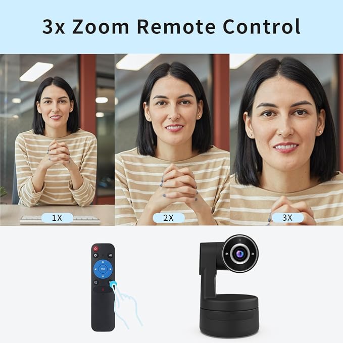Tiny 4K PTZ Webcam HDR ½.8 Sensor Auto-Frame Gesture Control Built-in Pickup Support USB Audio and Video Output for Online Meetings Online Chats Online Classes Live Streaming etc.