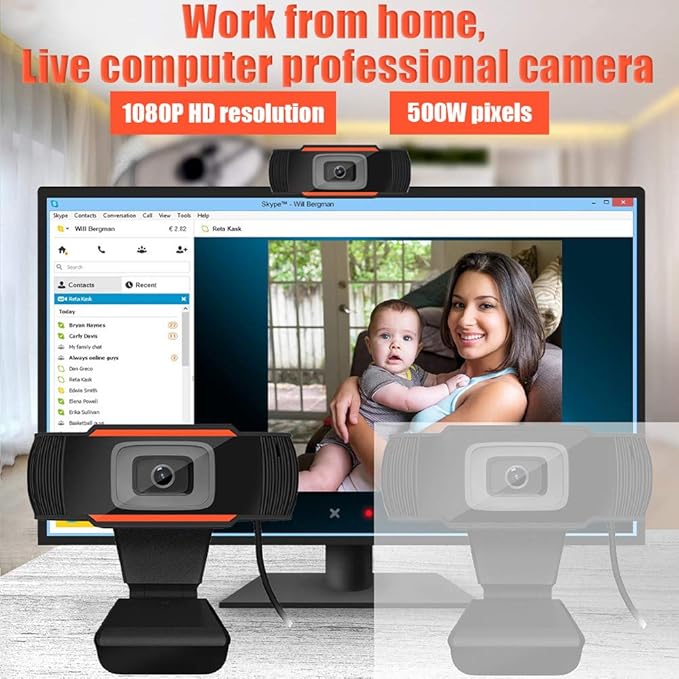 HD Auto Focus Webcam 5 Megapixel 1080P Video Call Available Pro Streaming Web Camera with Microphone Widescreen USB Computer Camera for PC Mac Laptop Desktop Video Calling