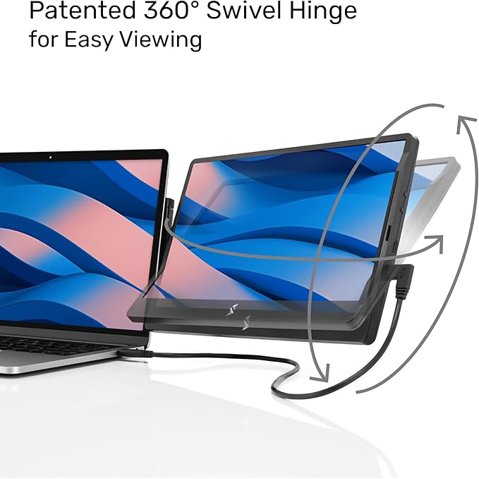 SideTrak Swivel 12.5 Portable Monitor for Laptop Patented Swivel Hinge Laptop Screen Extender | FHD Dual Screen w/Kickstand USB or HDMI Mac PC Chromebook Compatible (Single Monitor)