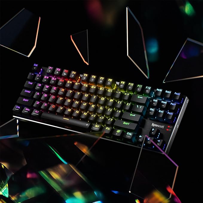 Redragon K660RGB-PRO (K556 TKL) Wireless Gaming Keyboard 80% 87 Keys BT/2.4Ghz Tri-Mode Aluminum Mechanical Keyboard w/Mac Function Keys Hot-Swap Sockets &amp Noise Absorbing Form Red Switch