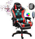Massage Gaming Chairs for Heavy People Adults Gaming Chair with RGB LED Lights and Dual SpeakersErgonomic Reclining Office Desk Computer Chair with Footrest and Lumbar SupportRed