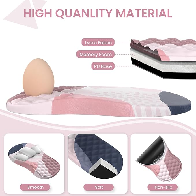 Desk Mat for Keyboard and Mouse Ergonomic Mouse Pad Set Pink Boho Navy