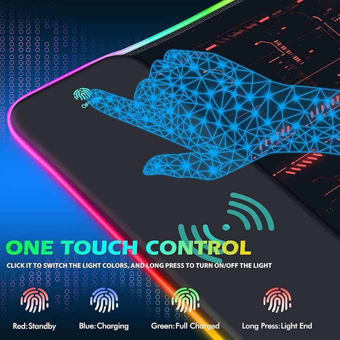 ToLuLu RGB Gaming Wireless Charging Mouse Pad 5/7.5/10/15W 10 Light Modes LED Mouse Pad Computer Keyboard Mat Mousepad 800x300x4MM Extended Large Desk Mat for Gaming MacBook Laptop PCCool Red