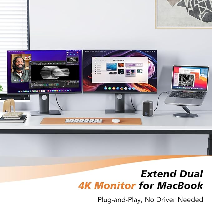 TobenONE 16-in-1 MacBook Docking Station with 100W Power Adapter Dual HDMI 7 USB Gigabit RJ45 SD&ampMicro SD PD 3.0 Mac Docking Station for Creative Professionals &amp Home Working