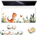 Keyboard Mouse Pad Set Extended Gaming Mouse Pad+Ergonomics Keyboard Wrist Rest Support Memory Foam Easy Typing Pain Relief 4Pcs XL Ultra Thick Desk MatCute Dinosaur Butterfly