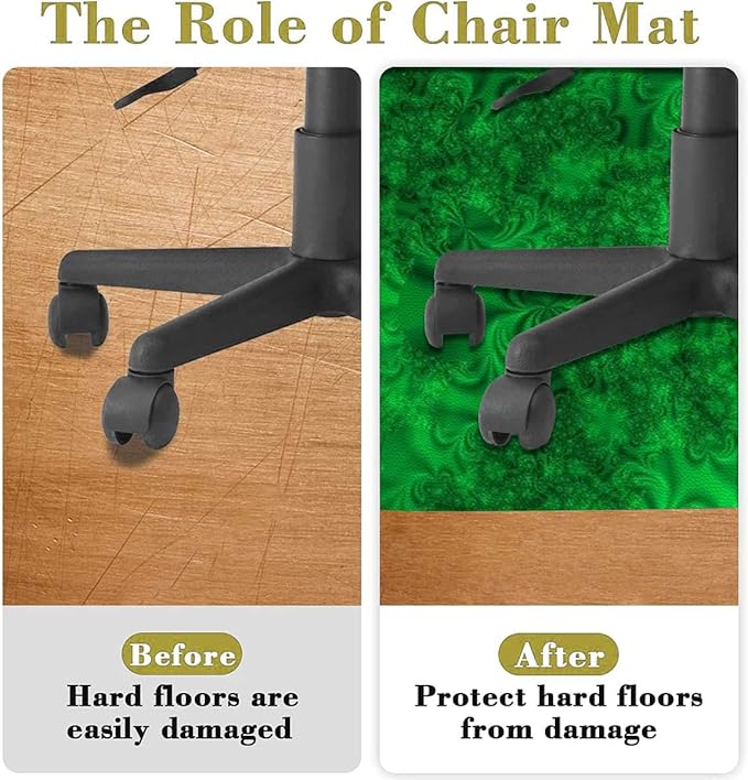 Emerald Green PU Leather Chair Mat for Hard Floors Vibrant Abstract Psychedelic Waterproof Office Floor Mat Chair Floor Protector for Rolling Chair Lime Green Diameter 39.4 in