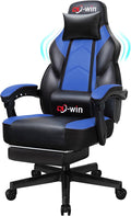 Vongrasig Ergonomic Gaming Chair for Adults PU Leather Office Seat with Head &amp Foot Rests (Blue)