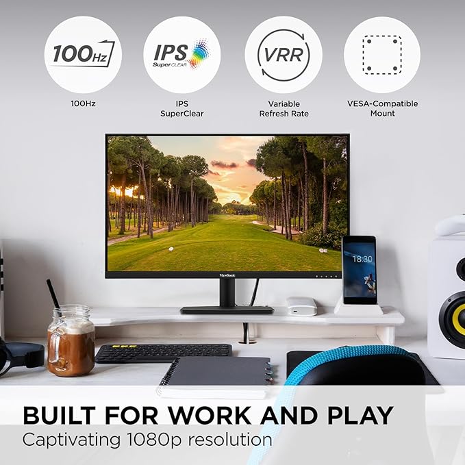 ViewSonic VS2747-H 27 Inch 1080p IPS Monitor with 100Hz Variable Refresh Rate Thin Bezels Eye Care HDMI VGA