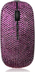 Bling Dazzling Rhinestone 2.4GHz Rechargeable Wireless Mouse with USB ReceiverCompatible with NotebookPCLaptopComputerMacBook - Purple