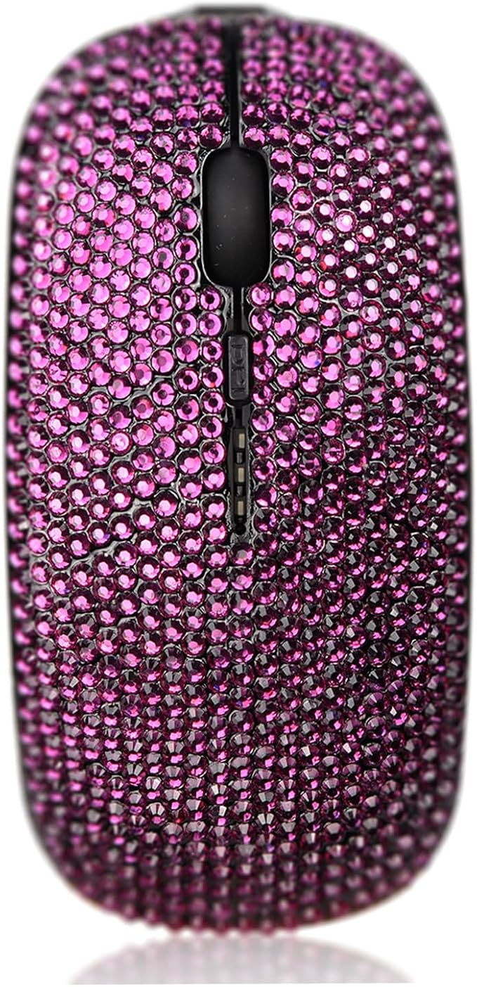 Bling Dazzling Rhinestone 2.4GHz Rechargeable Wireless Mouse with USB ReceiverCompatible with NotebookPCLaptopComputerMacBook - Purple