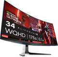 Alienware AW3423DW Curved Gaming Monitor 34.18 inch Quantom Dot-OLED 1800R Display 3440x1440 Pixels at 175Hz True 0.1ms Gray-to-Gray 1M:1 Contrast Ratio 1.07 Billions Colors - Lunar Light