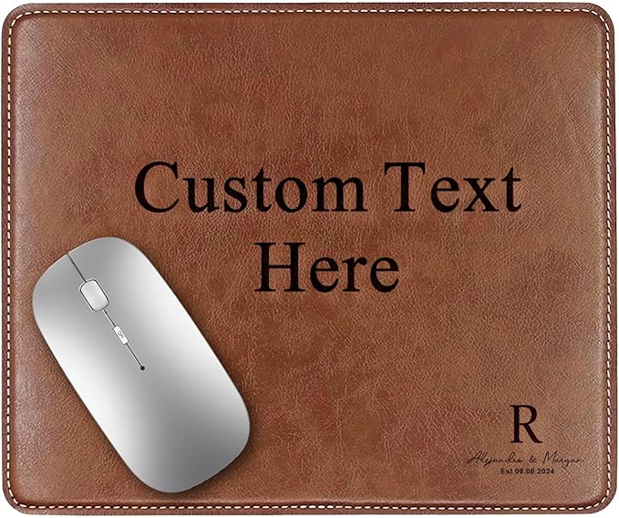 Personalized Leather Custom Mouse Pad with Wrist RestCustomized Mouse Pads for Desk for Weddings Anniversaries Birthdaysand Special Occasions (A (Brown-Rectangle))