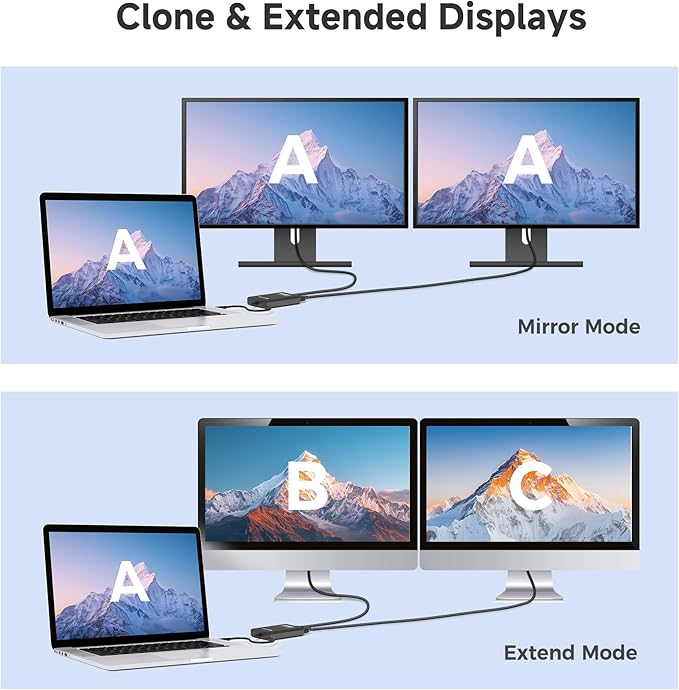 Cable Matters DisplayLink USB C to Dual HDMI Adapter Supports Dual 4K 60Hz on macOS &amp Windows USB C to HDMI Adapter for Two Extended Monitors on Mac M1/M2/M3/M4 Driver Required