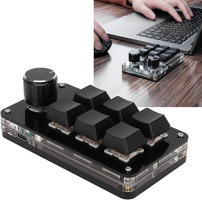 Vikye 6 Key Gaming Keyboard USB Mini 6 Key Keypad Mechanical Gaming PC Keyboards Hot Swappable Programming Macro Keyboard with Red Switch Shortcuts for PC Laptop