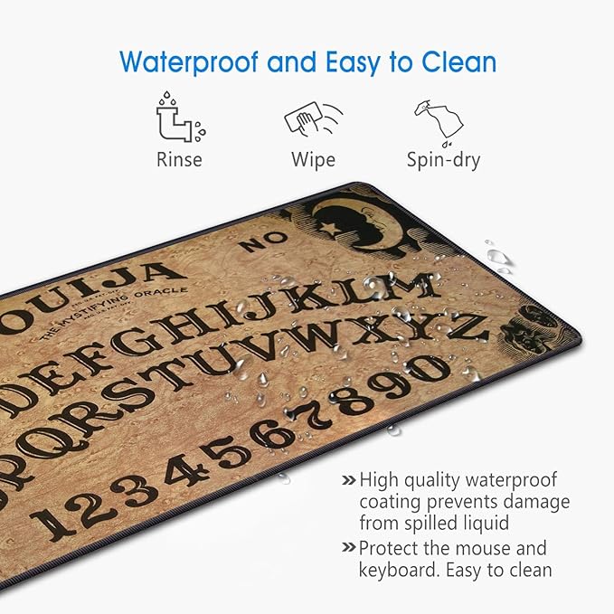 Desk Pad Mat Gaming Mouse Pads with Coasters Set Stitched Edges Design Mouse Pad XXL Large Mouse Pad for Laptop Computers Retro Ouija Board Desk Writing Mat for Office &amp Home 35.4x 15.7