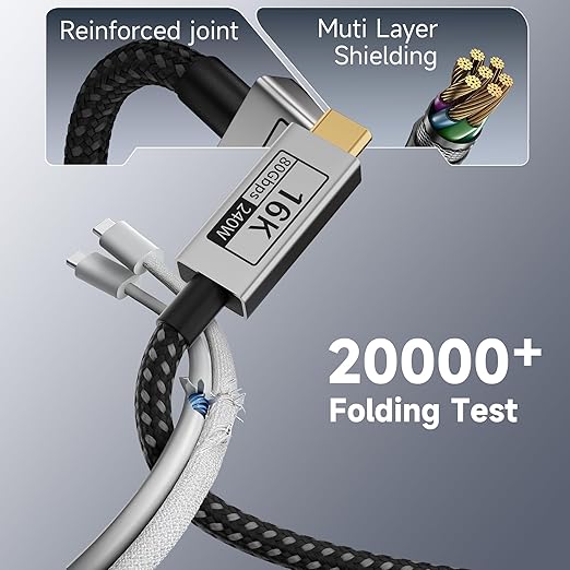 USBC Extender Cable 3.3FT Compatible with Thunderbolt 5/4/380Gbps Data TransferType C 240W Fast Charging16K@60Hz/8K@120Hz Video for DisplayUSB C Male to Female Extension for SSD/Hub