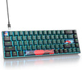 Protable 60% Percent Gaming Keyboard Mechanical Mini Compact Ice-Blue LED Backlit 68 Keys Wired Office Keyboard with Red Switch for Mac/Win/PS4/PS5(68Green/red Switch)