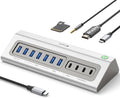 Gitfos Powered USB Hub18 in 1 USB C Hub with 4K HDMIPD 100W45W Charging10Gbps DataSD/TFAudio65W Power Adapter &amp 3.3FT CableAluminumSmart Button USB Hub for LaptopMacBookiPhone 17/16iP