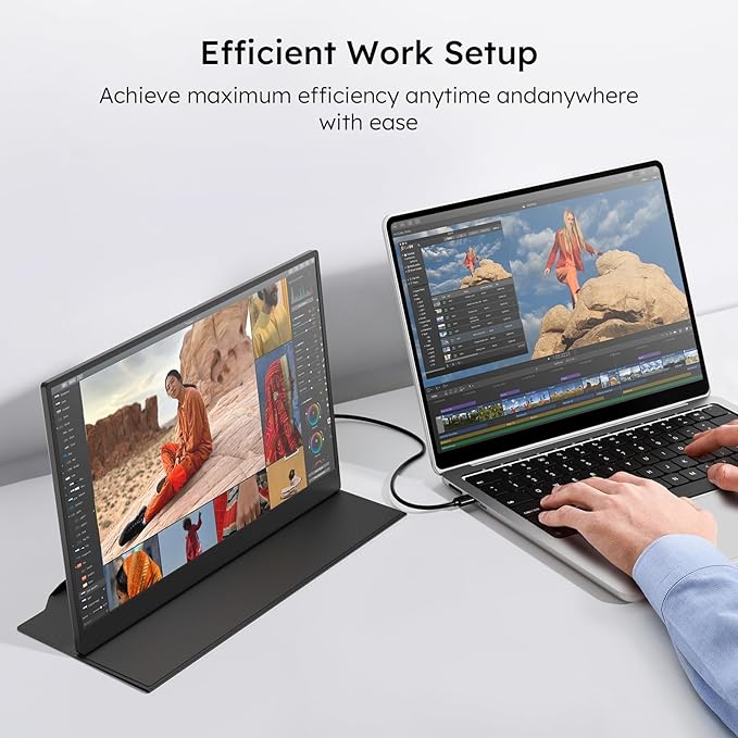 Portable Monitor with Carry Case 15.6 FHD 1080P IPS Travel Monitor for Laptop Foldable Stand Included USB-C Screen Extender for Laptop Mac PC Phone Xbox PS4/5 Switch