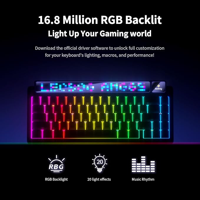 x Aula AMG65 Mechanical Gaming Keyboard w/Dual Screen 65% Wireless Small Custom Keyboard RGBBluetooth/2.4G/Wired Rapid Trigger Hot Swappable for Windows Laptop PC Mac - Pink/Blue