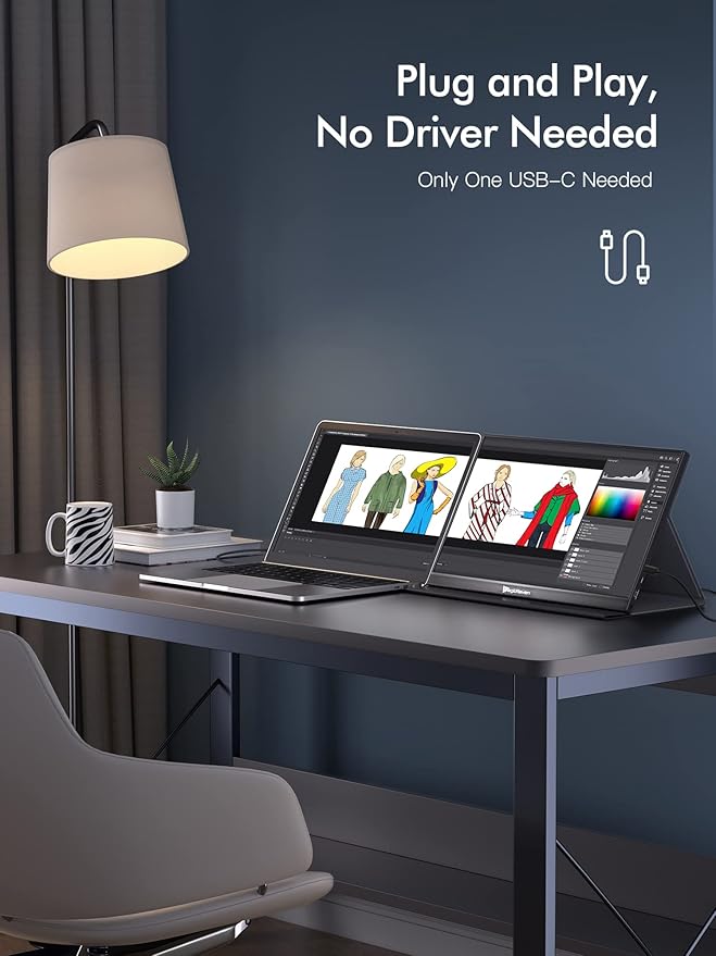 16.0 1200P 60Hz Portable Dual Monitor Portable Laptop Monitor Slim Lightweight Dual USB C HDMI Computer Monitor Gaming Display Travel Monitor for PC Phone PS5/4 Xbox Switch