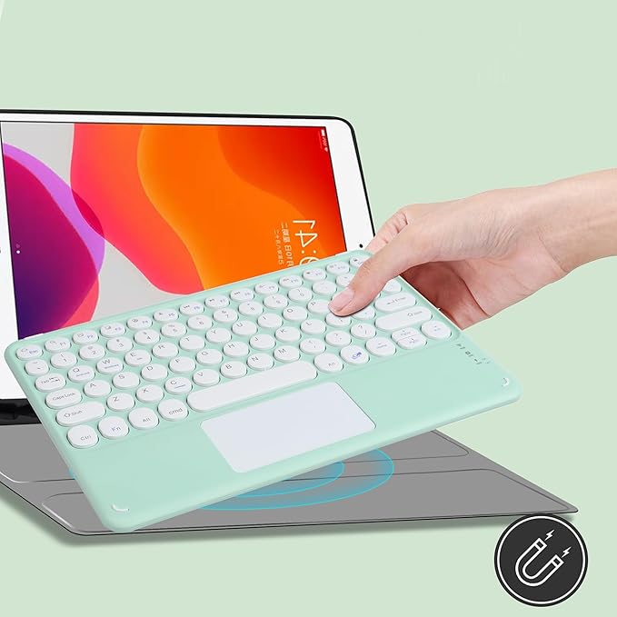 Wireless Bluetooth Keyboard10 inch Portable Rechargeable Keyboard with Touchpad Ultrathin BluetoothKeyboard for iOS/Android/Windows Tablet Computer and Phone Universal(Green)