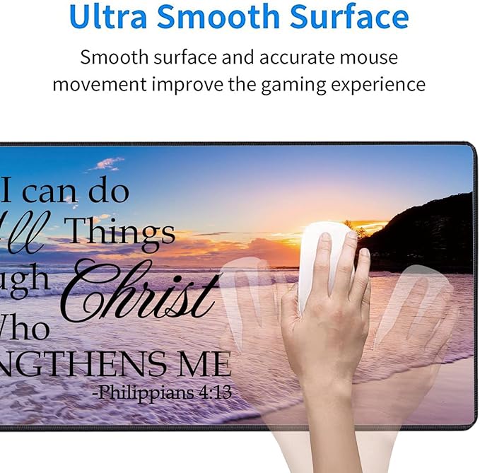 Large Gaming Mouse Pad Keyboard Wrist Rest pad + Mouse Wrist pad + Coaster Set Extended Waterproof Non-Slip Table mat Suitable for Home Office Learning Games - Philippians 4-13