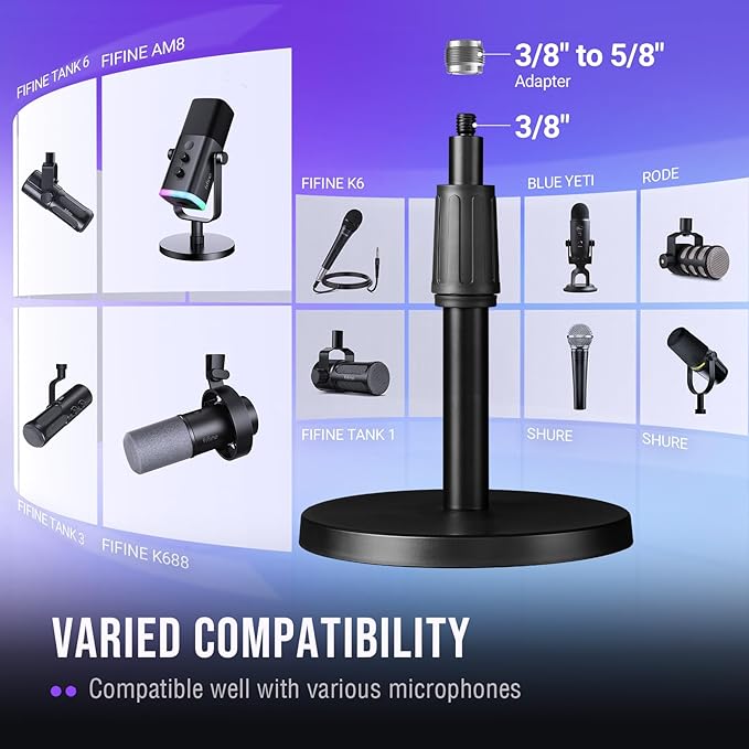 FIFINE Studio XLR Dynamic Microphone with Desktop Mic Stand Kit XLR/USB Podcast Microphone with Quick MuteGain Knob Heavy-Duty Metal Adjustable Table Stand for Streaming Recording-K688W+BS1