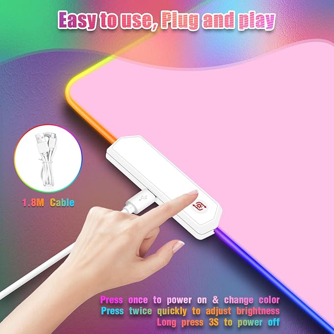 Pink RGB Gaming Mouse Pad I Large Mousepad with 14 Led Light Modes I Keyboard Pad Gaming Desk Mat I Non-Slip Rubber Base Big Mouse Mat for Gamer I 900x400x4mm Waterproof Mousepad for Game PC MacBook