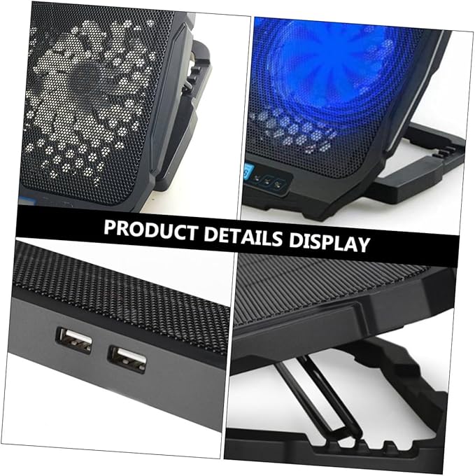 Laptop Cooling Rack with Silent Fans Cooling Stand with Skid Feet and Ventilated Panel for Notebooks Portable Heat Dissipation for Home Office School Use