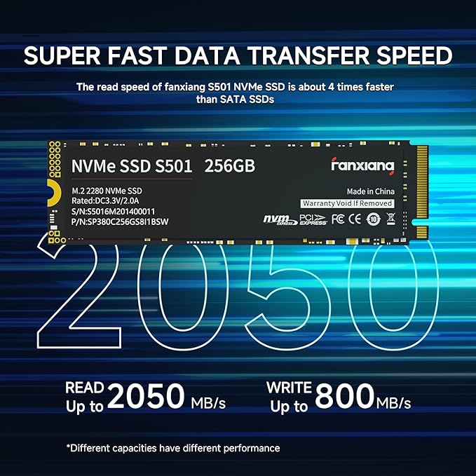 fanxiang S501 256GB NVMe SSD 3D NAND1.3 PCIe Gen3x4 M.2 2280 Internal Solid State Drive (Read Speed up to 2050 MB/s) Compatible with Laptop &amp PC Desktop