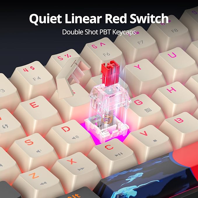 Orange Mechanical Gaming Keyboard 65 Percent Red Switch RGB Keyboard 65% 68 Keys Small Wired Key board PBT Keycaps Anti-Ghosting Mini Keyboards for Business Trips Game/Office (68 Carbon)