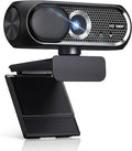 1080P HD Webcam with Microphone Privacy Cover Wide-Angle Lens Auto Light Correction Plug &amp Play USB Webcam for Laptop Desktop (Black)