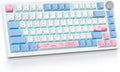 75% Wireless Creamy Pink Mechanical Keyboard Hot Swappable Custom Keyboard RGB Backlit Gasket Gaming Keyboard 2.4G/BT5.0/USB-C Mechanical Keyboard Pre-lubed Linear Gray Cream Switches