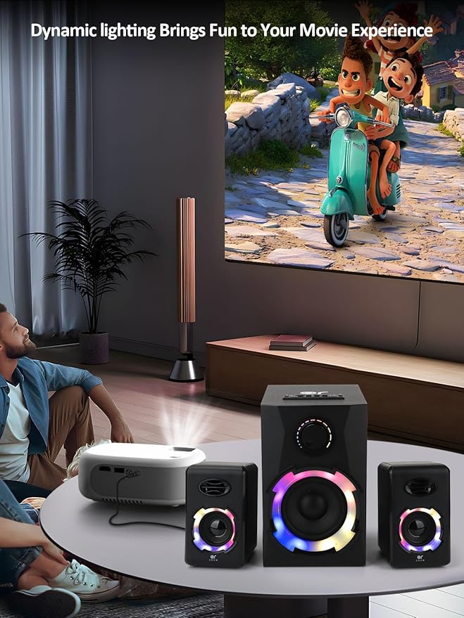 OROW Computer Speakers40W PC Speakers with SubwooferGaming Speakers with BassAC PoweredSupport Bluetooth&ampSD&ampUSB Play 2.1 Multimedia Speakers System with RGB LightGreat for TV/Projector/P