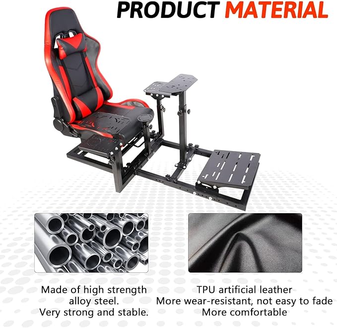 Flight Racing Simulator Cockpit with Racing Seat Fit for Logitech G29 G920 G923 X52 X56 for Thrustmaster Hotas Without Wheel Pedals shifters Keyboard and Flight Stick