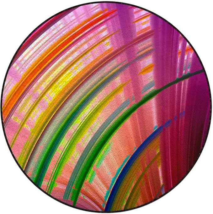 Magenta Blue Round mat Office Chair Mat Hardwood Floor mat Round Chair Cushion for Office and Home Decoration Chair Cushion Contour Stripes Modern Artwork Diameter 43.3 in